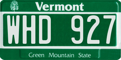 VT license plate WHD927