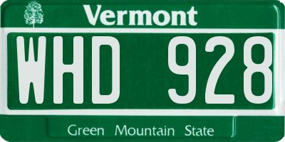 VT license plate WHD928