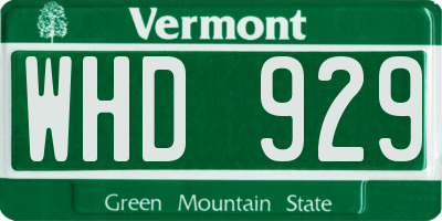 VT license plate WHD929
