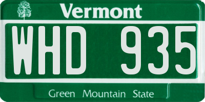 VT license plate WHD935