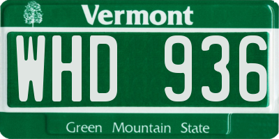 VT license plate WHD936
