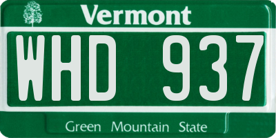 VT license plate WHD937