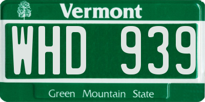 VT license plate WHD939