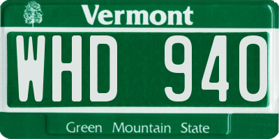VT license plate WHD940