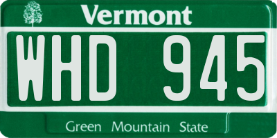 VT license plate WHD945