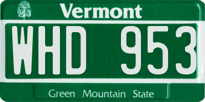 VT license plate WHD953