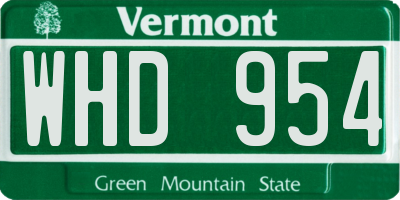 VT license plate WHD954