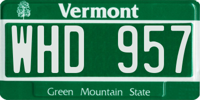 VT license plate WHD957