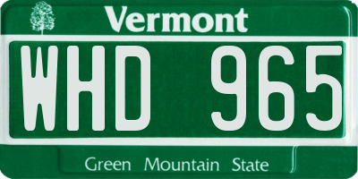 VT license plate WHD965