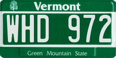 VT license plate WHD972