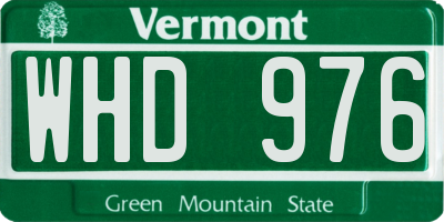 VT license plate WHD976