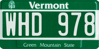 VT license plate WHD978