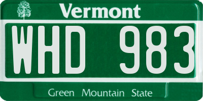 VT license plate WHD983
