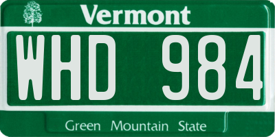 VT license plate WHD984