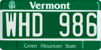 VT license plate WHD986