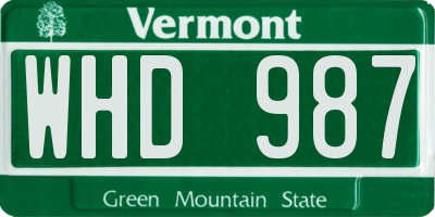 VT license plate WHD987