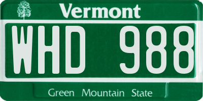 VT license plate WHD988