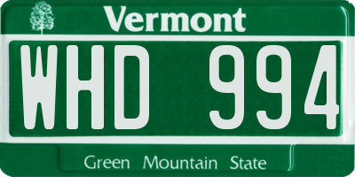 VT license plate WHD994