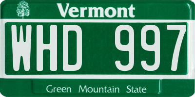 VT license plate WHD997