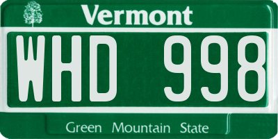 VT license plate WHD998