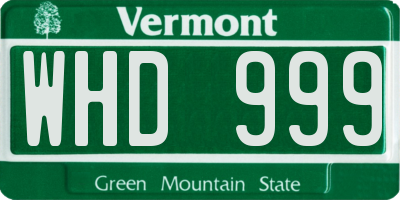 VT license plate WHD999