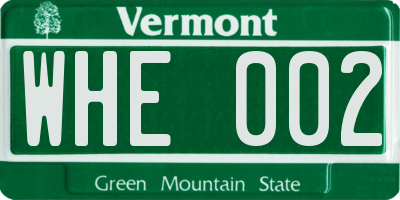 VT license plate WHE002