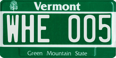VT license plate WHE005