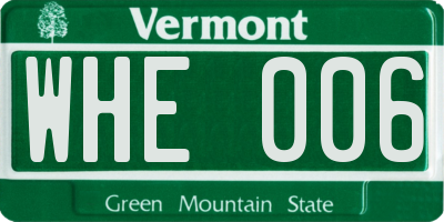VT license plate WHE006