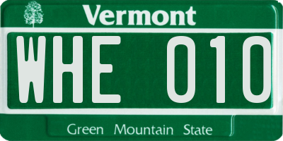 VT license plate WHE010