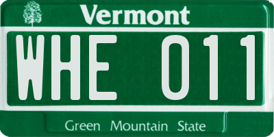VT license plate WHE011