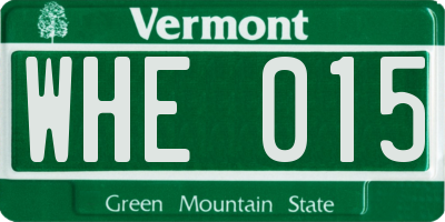 VT license plate WHE015