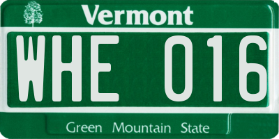 VT license plate WHE016