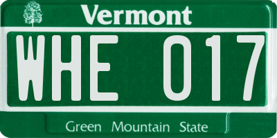 VT license plate WHE017