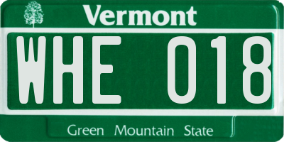 VT license plate WHE018