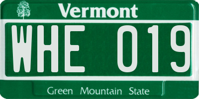 VT license plate WHE019