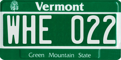 VT license plate WHE022
