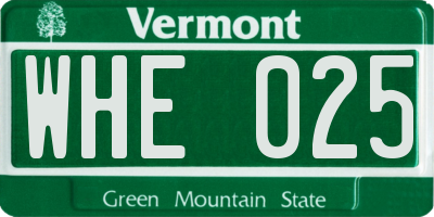 VT license plate WHE025