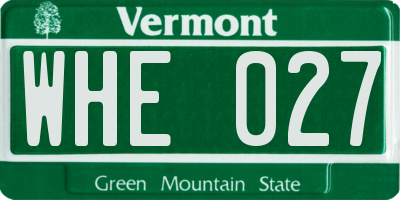 VT license plate WHE027