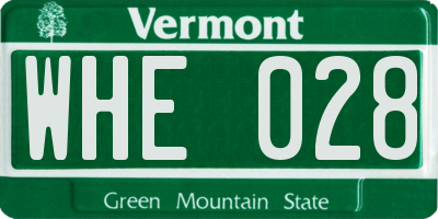 VT license plate WHE028
