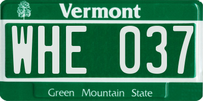 VT license plate WHE037