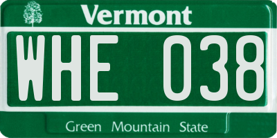 VT license plate WHE038