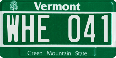 VT license plate WHE041