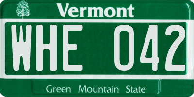 VT license plate WHE042