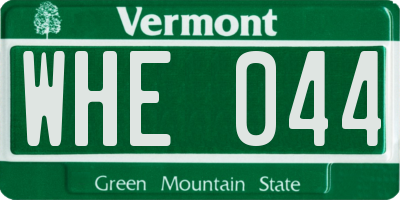 VT license plate WHE044