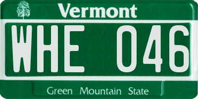 VT license plate WHE046