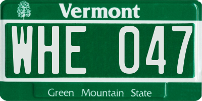 VT license plate WHE047