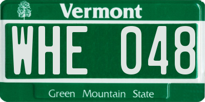 VT license plate WHE048
