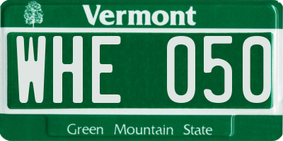 VT license plate WHE050