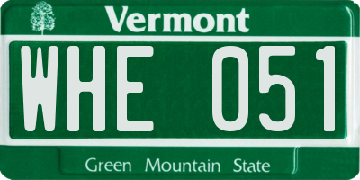 VT license plate WHE051