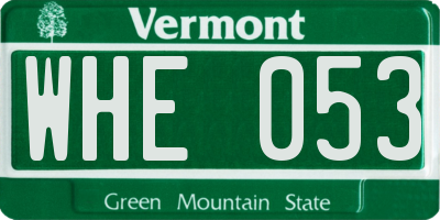VT license plate WHE053
